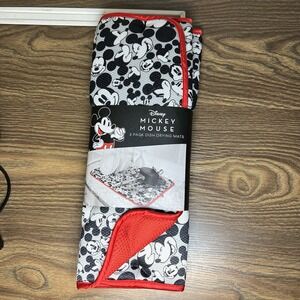 2 Pack Disney Mickey Mouse Faces Dish Drying Mats Kitchen 16" x 18" NEW